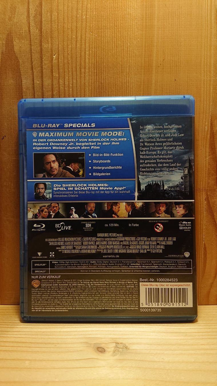 Tutti i DVDs: SHERLOCK HOLMES Spiel im Schatten auf Blu-Ray – Usato da Wilderswil venduto da Exebub 1