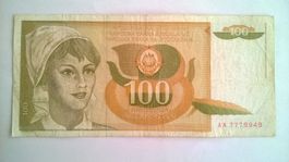 Billet banque Ex-Yougoslavie 100 Dinars 1/03/1990 TBE