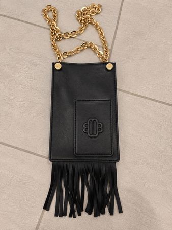 Sac à bandoulière noir à franges Maje