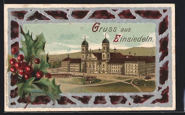 Cartes postales: Litho Einsiedeln, Ansicht vom Kloster, S – D'occasion à Berlin par bartko-reher