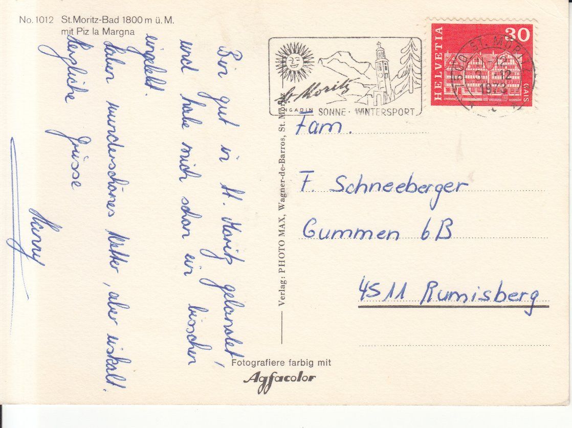 Cartoline postali: St. Moritz Bad 1973 – Usato da Bürglen TG venduto da StampGraf 1