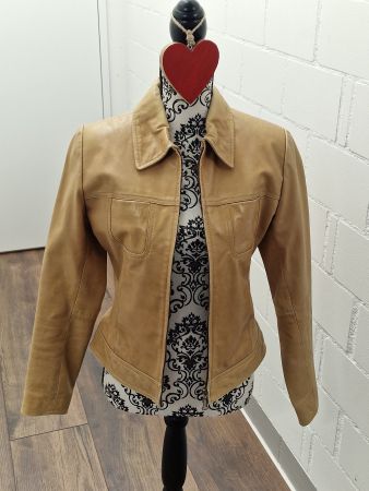 Zeitlose Damen Lederjacke beige M guter Zustand