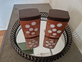 2 Kaba Vorratsdosen braun mit Blumendekor Vintage Zustand