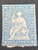 Schweizer Briefmarke, 10 Rappen, Sitzende Helvetia 1854/1856