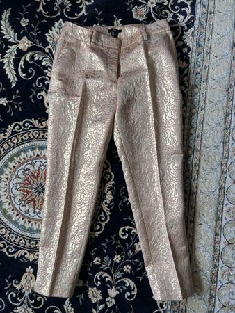 Jacquard Trousers Size 36 in peach gold colours 