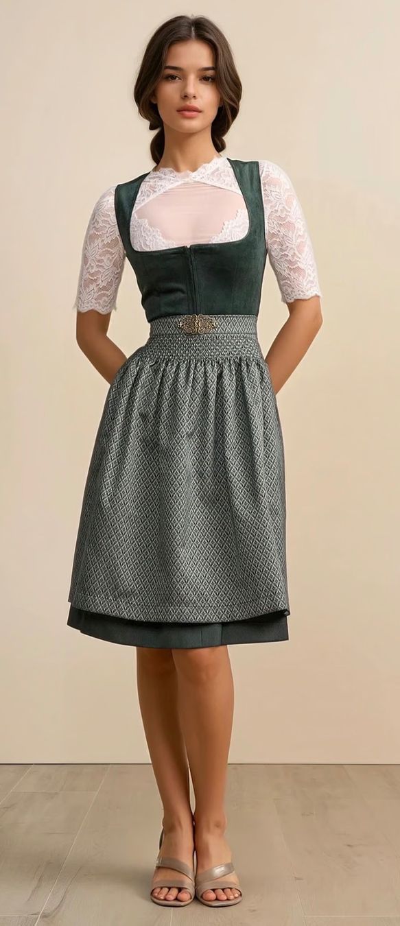 Costumi: Krüger Dirndl dunkelgrün Samt – Nuovo e nell'imballaggio originale da Zürich venduto da LuxuryJewellery 8