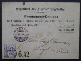 Nr. 56 weisses Papier auf Nachnhame von LUZERN nach RAIN LU