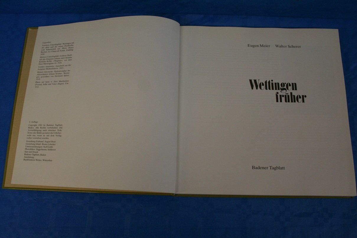 Bücher: Wettingen früher Eugen Meier, Walter Scherer – Gebraucht aus Wettingen von zibi137 1