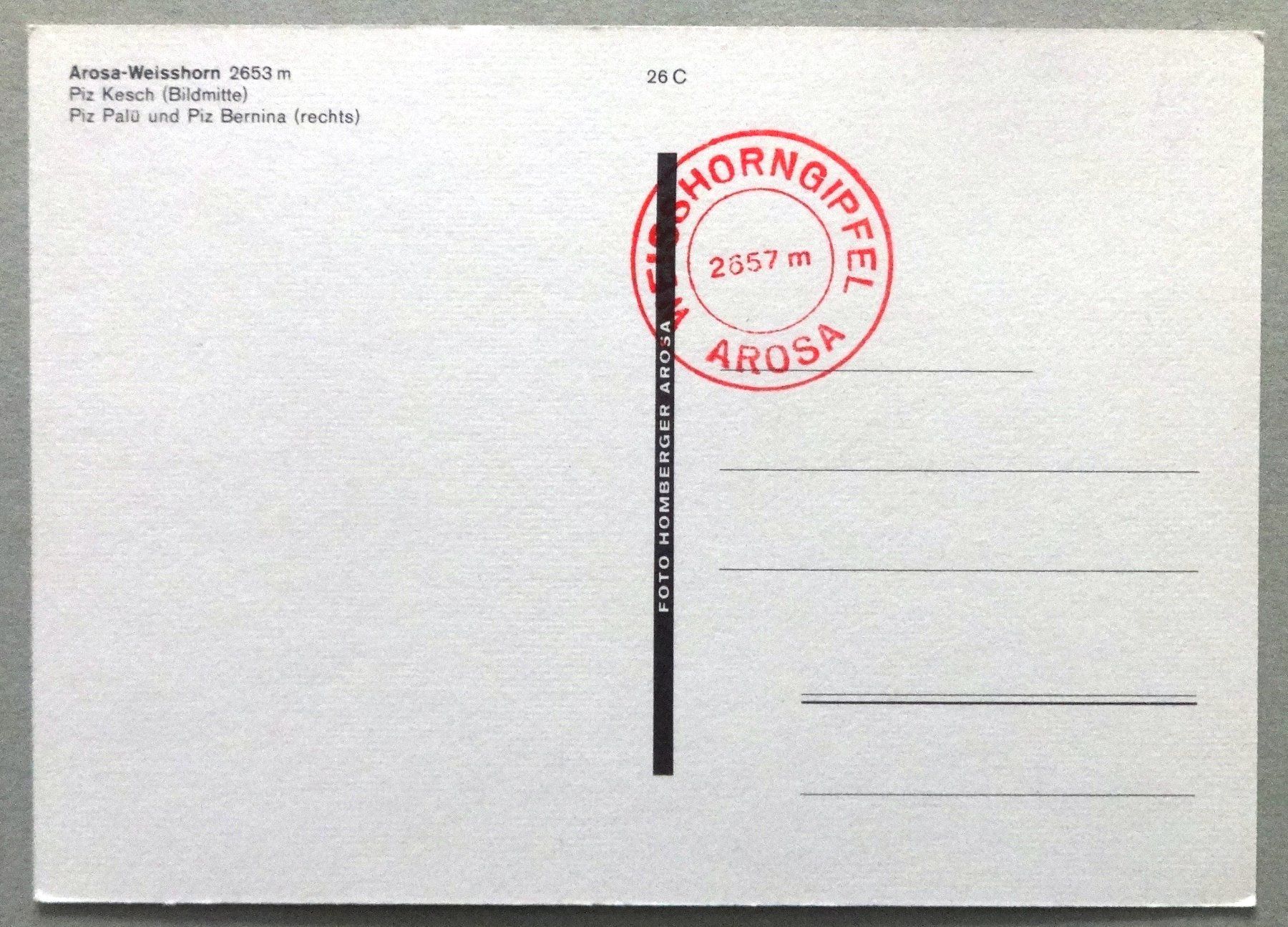 Cartoline postali: Arosa-Weisshorn 2653 m – Usato da Fétigny venduto da Billy2miny 1