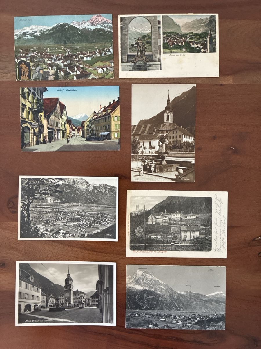 Cartoline postali: 8 Ansichtskarten Schweiz von Altdorf UR – Usato da Oftringen venduto da Cla.vD.74