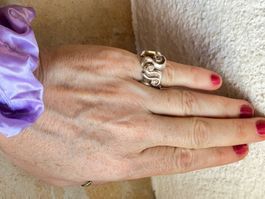 Vintage Silberring Glitzer Ringelpflanze (53)