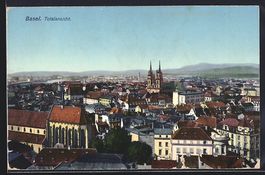 AK Basel, Totalansicht mit Kirche, 1910