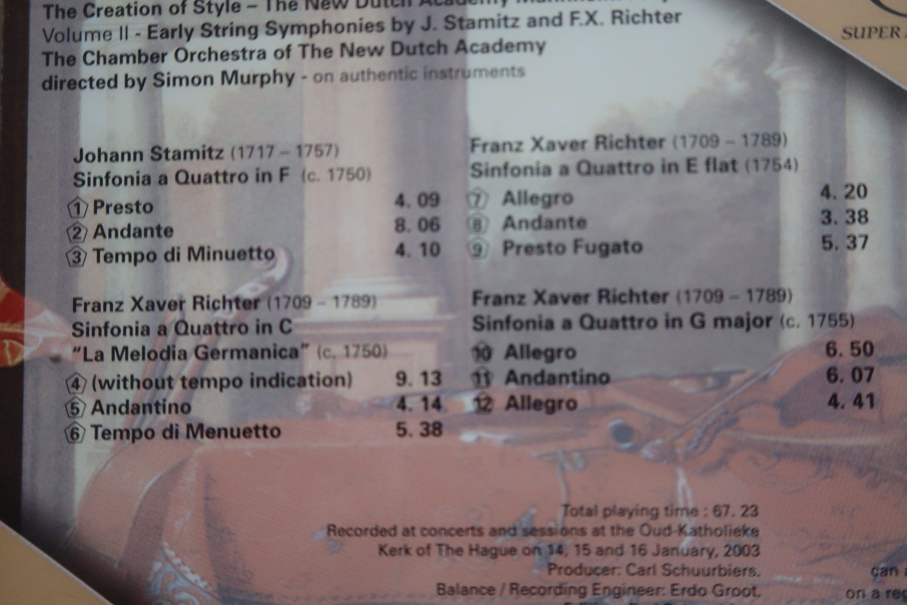 CD: RICHTER STAMITZ - EARLY STRING SYMPHONIES MURPHY VOL. 2 SACD – Usato da Basel venduto da Patiscat 2