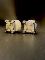 Edle  Ohrstecker Weissgold vergoldet Iced Out Hip Hop
