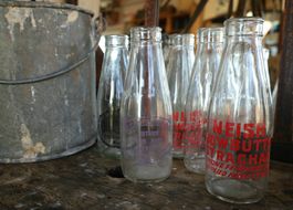 5 alte Schottische Milchflaschen