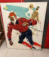 Donald Brun (1909-1999) Gemälde Skifahrer
