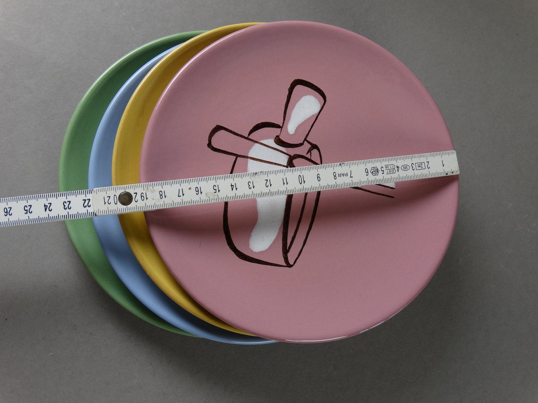 Piatti: 4 hübsche original vintage 50ies Fondue-Teller Rössler 50er – Usato da Grossaffoltern venduto da Bessy202 5