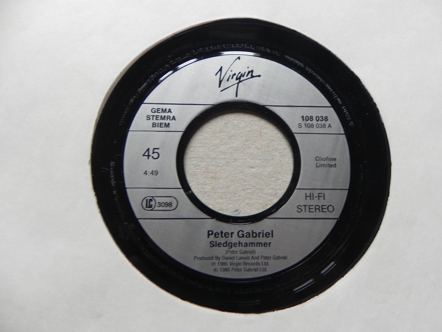 Dischi in vinile: Single 7" Rock Pop Genesis Peter Gabriel 1986 Sledgehammer – Usato da Siebnen venduto da krimsie 2