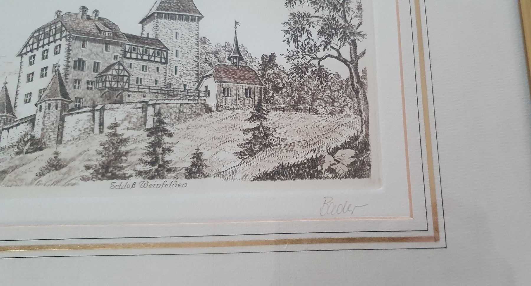 Stiche: Bild - Schloss Weinfelden,  Stahlstich – Gebraucht aus Kreuzlingen von Rschweiz1 2