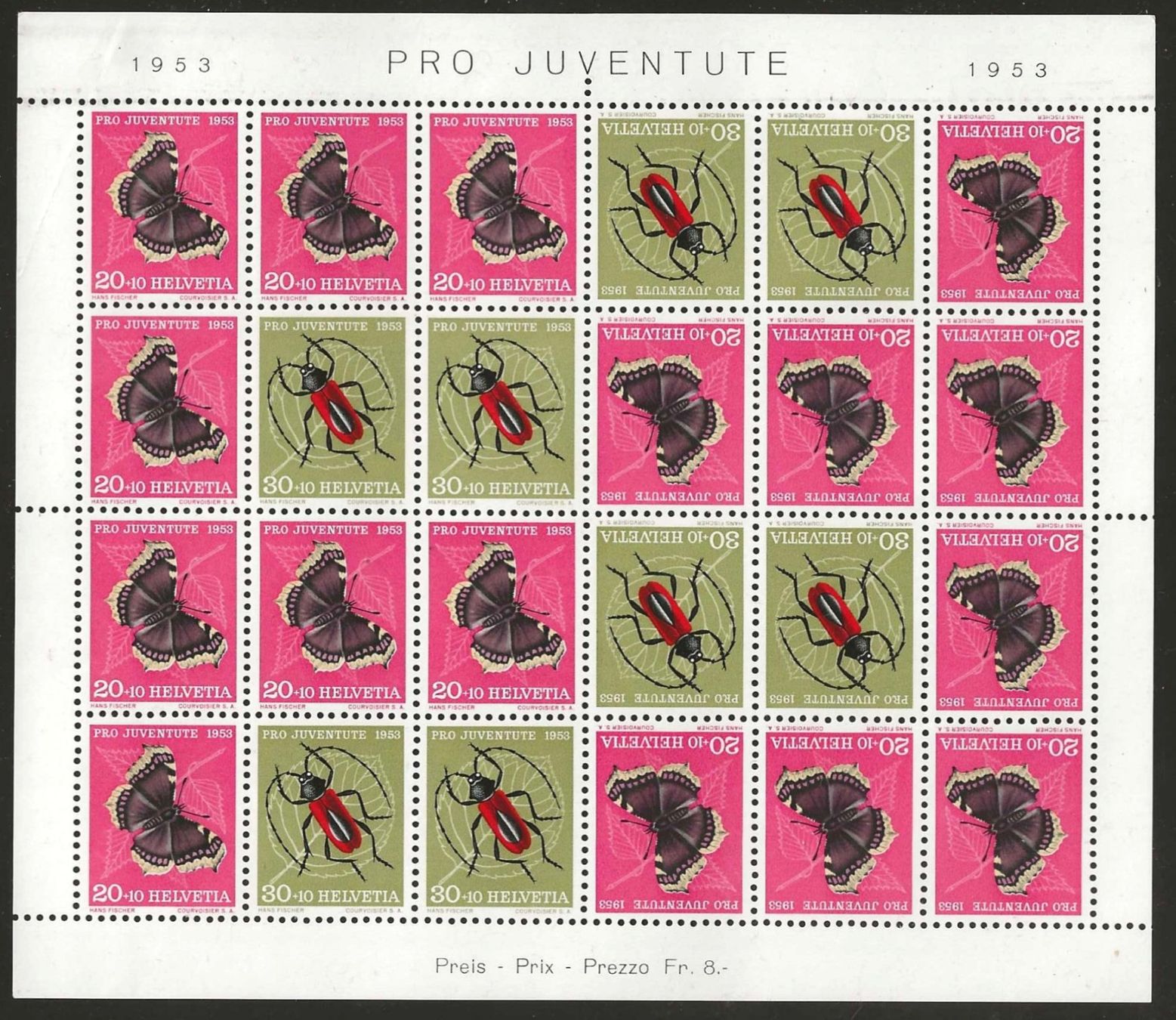 Tutti i francobolli: 1953 : Pro Juventute Kehrdruckbogen, postfrisch ** – Nuovo (secondo la descrizione) da Gümligen venduto da Geniusbuy