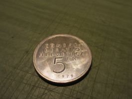 5 Fränkler Münze, 1979, mit Albert Einstein, Top!