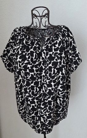 Bluse-Shirt,ecru,schwarz,Gr.XXL