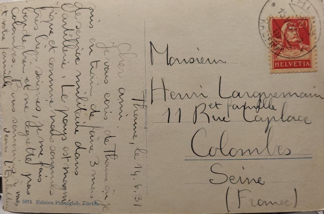 Cartoline postali: THUN - Die Kasernen - 1931 – Usato da Delémont venduto da Domdom1 1