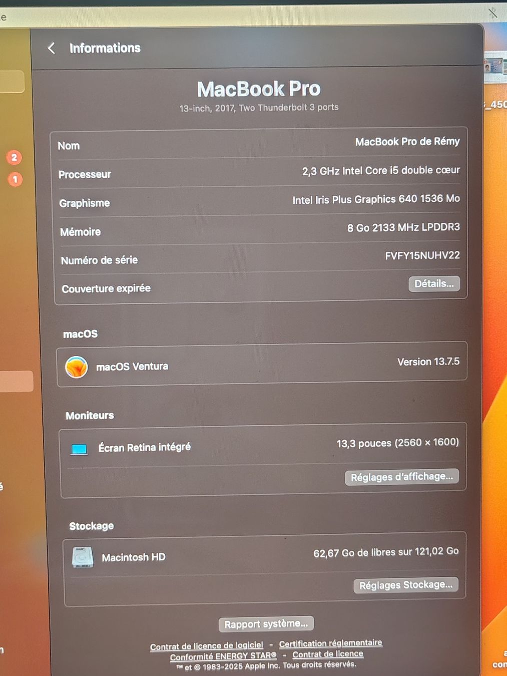 Apple Notebooks: MacBook Pro 13" 2017 | i5 | 8 Go RAM | SSD 128 Go   – Gebraucht aus Le Vaud von RREEMM 5