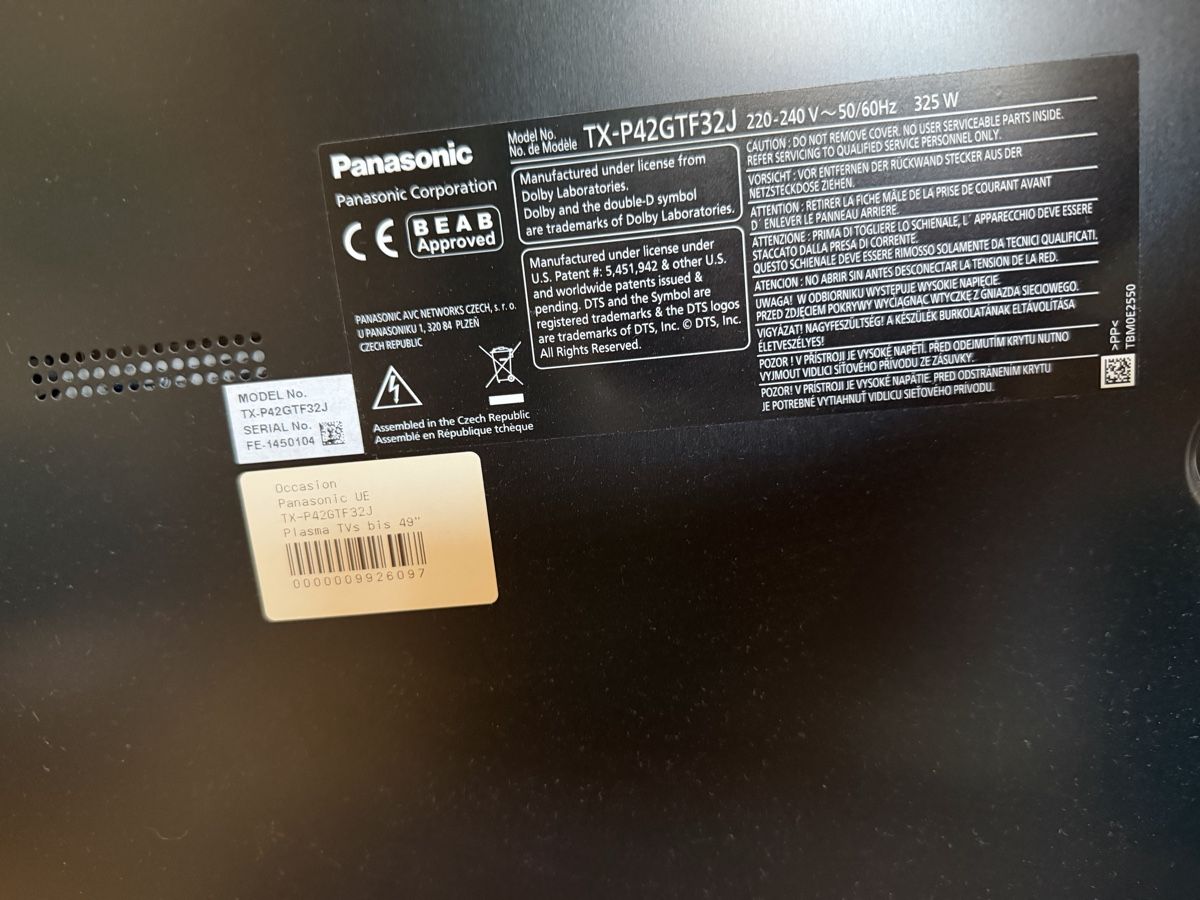 Panasonic Fernseher: Panasonic Television 42 Inch HD Ready used – Gebraucht aus Züberwangen von Monopoly22 1