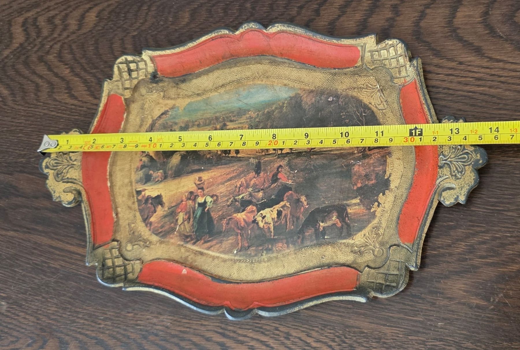 Piatti di portata: Jugendstil-Tablett mit ländlicher Szene – Usato da Rheinsulz venduto da Dred 5