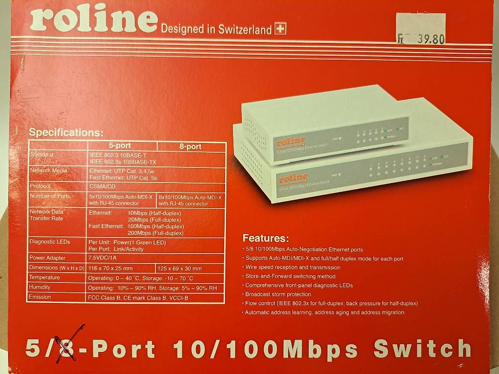 Hub & Switch: Roline Ethernet Switch Box 5-Ports – Usato da Gutenswil venduto da urs_55ng 1