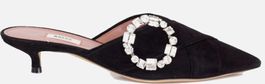 Bally Celmira Ladies Black 0100 Kid Suede Crystal Buckle 37