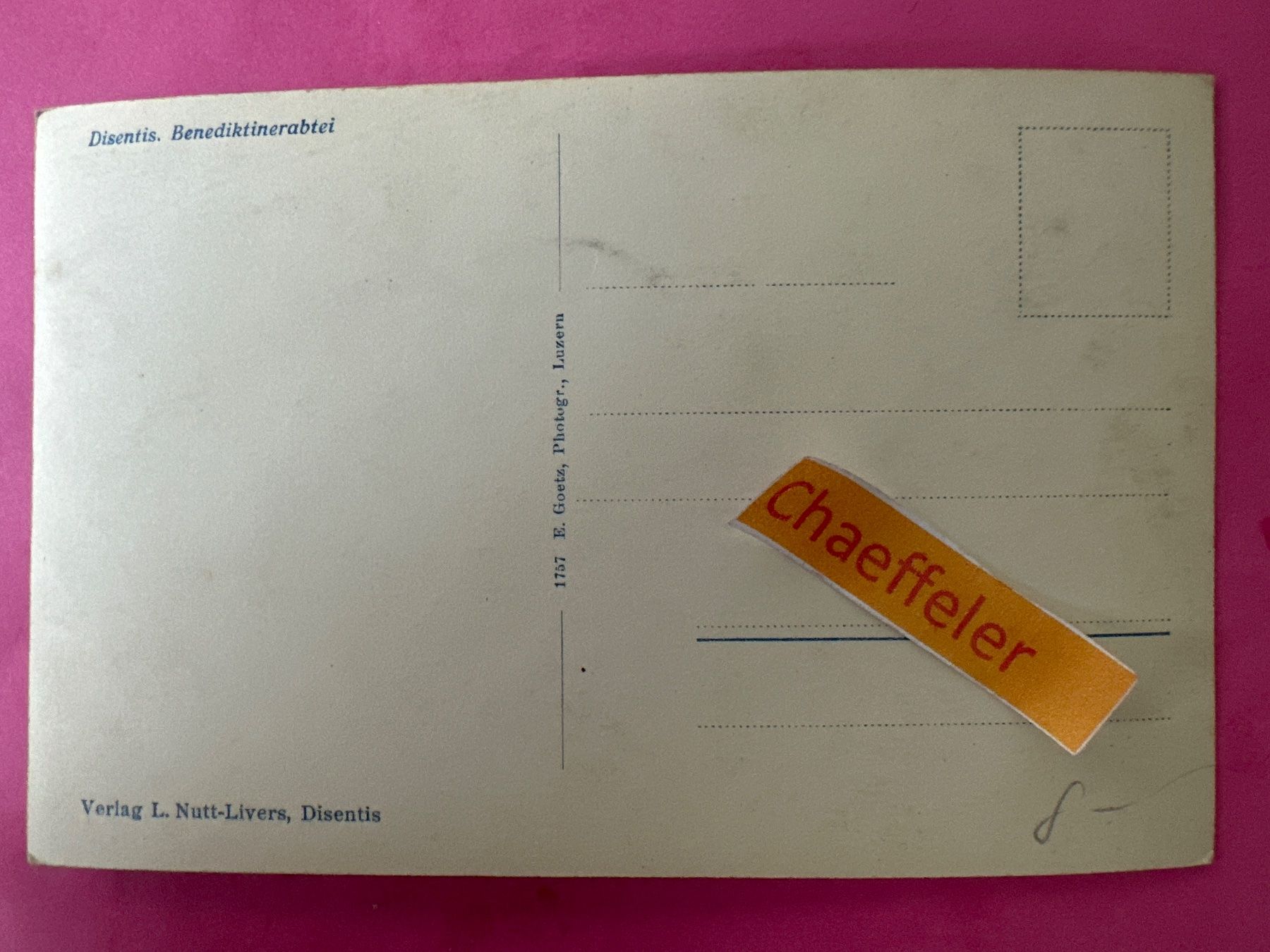 Cartoline postali: Disentis, Benediktinerabtei – Usato da Zürich venduto da Chaeffeler 1