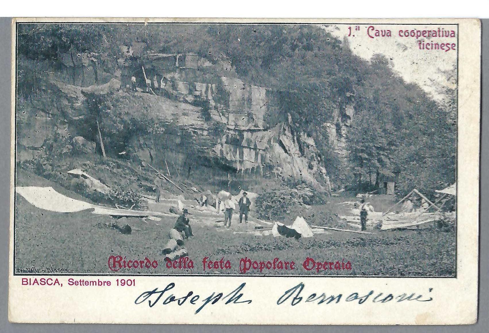 Cartoline postali: BIASCA,  CAVA COOPERATIVA TICINESE 1901 – Usato da Pura venduto da ulisse1957