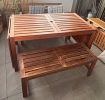 Gartentisch aus Holz ausziehbar mit Sitzbank gebraucht
