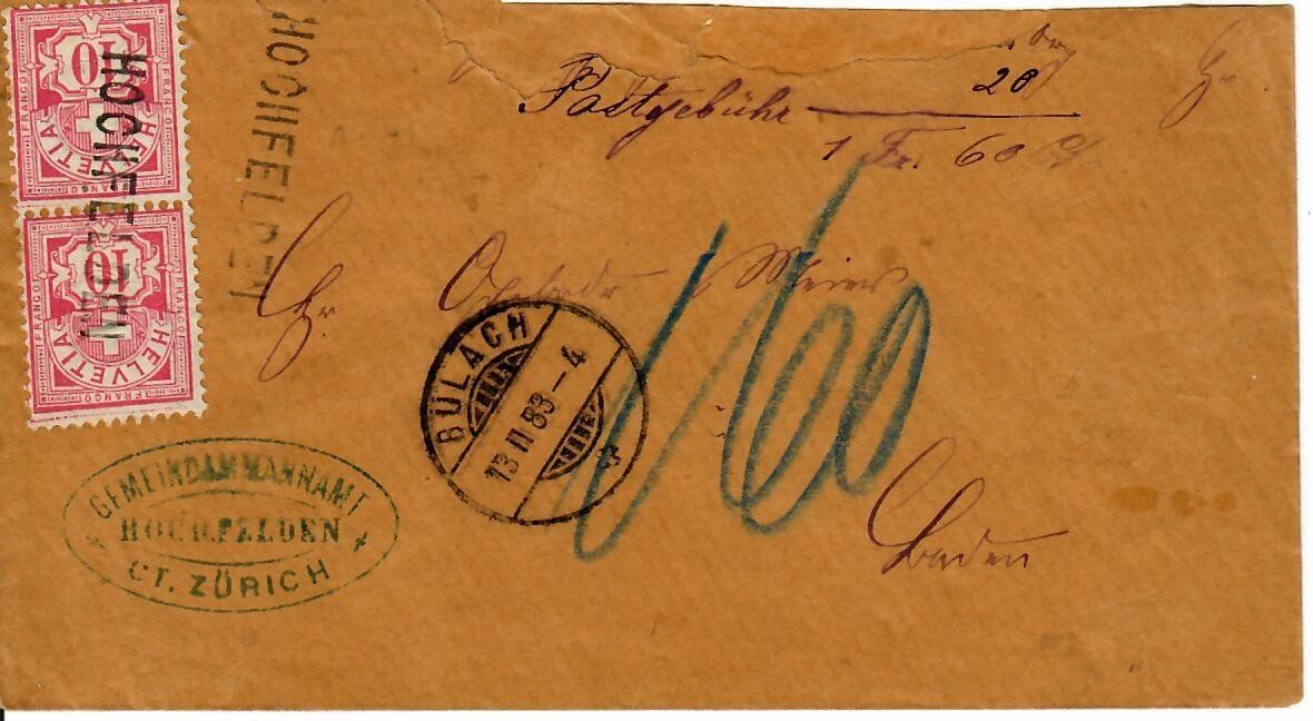 Tutti i francobolli: Brief, Hochfelden Bülach 1883 – Usato da Hochdorf venduto da Ziegel-16