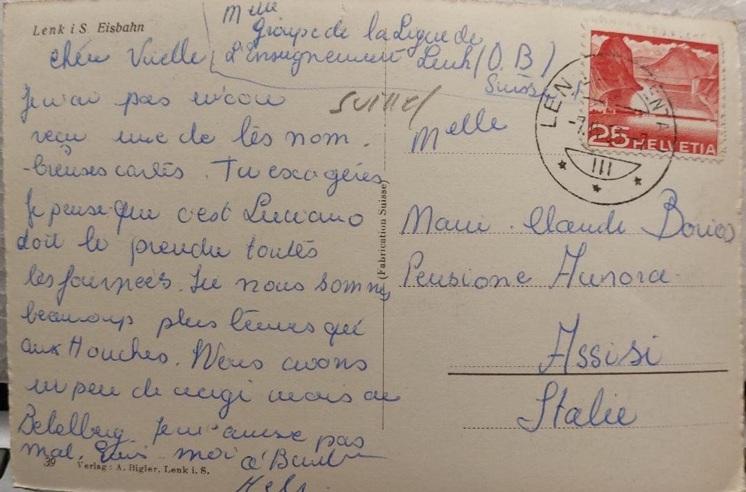 Cartoline postali: LENK i. SIMMENTHAL - Eisbahn - 1953 – Usato da Delémont venduto da Domdom1 1