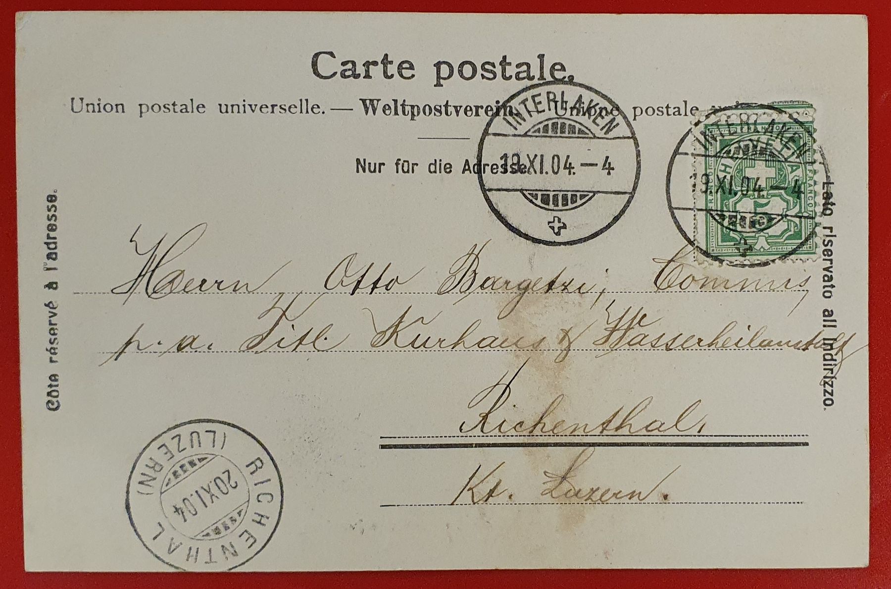 Cartoline postali: Interlaken 1904 - Bahnhof – Usato da Kreuzlingen venduto da Rschweiz1 1
