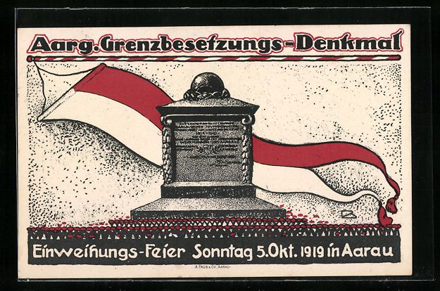 Cartoline postali: Aarau, Aarg. Grenzbesetzungs-Denkmal, Ei – Usato da Berlin venduto da bartko-reher