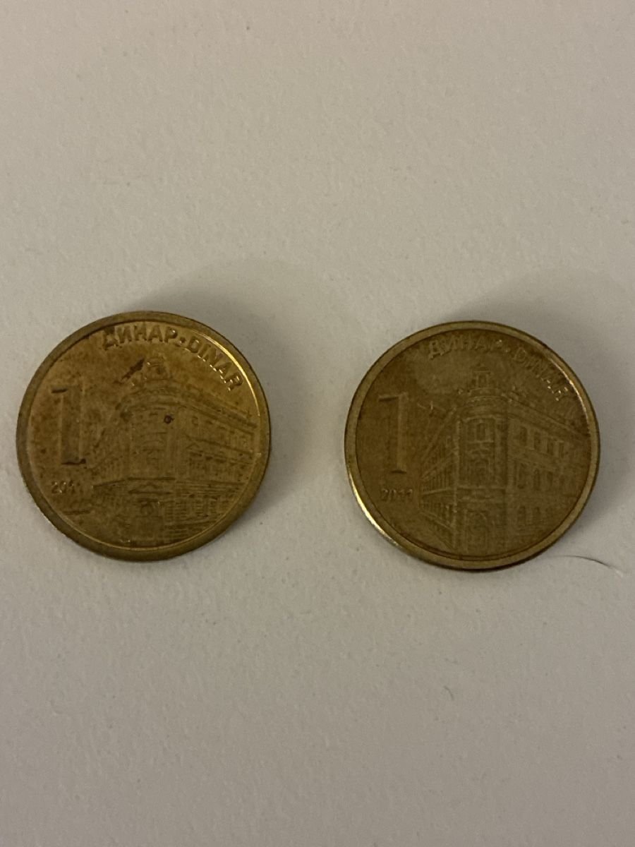 Alle Münzen: Nr. 33: 2 x 1 Dinar, serbische Dinar, 2011 – Gebraucht aus Burgdorf von Yakari5165