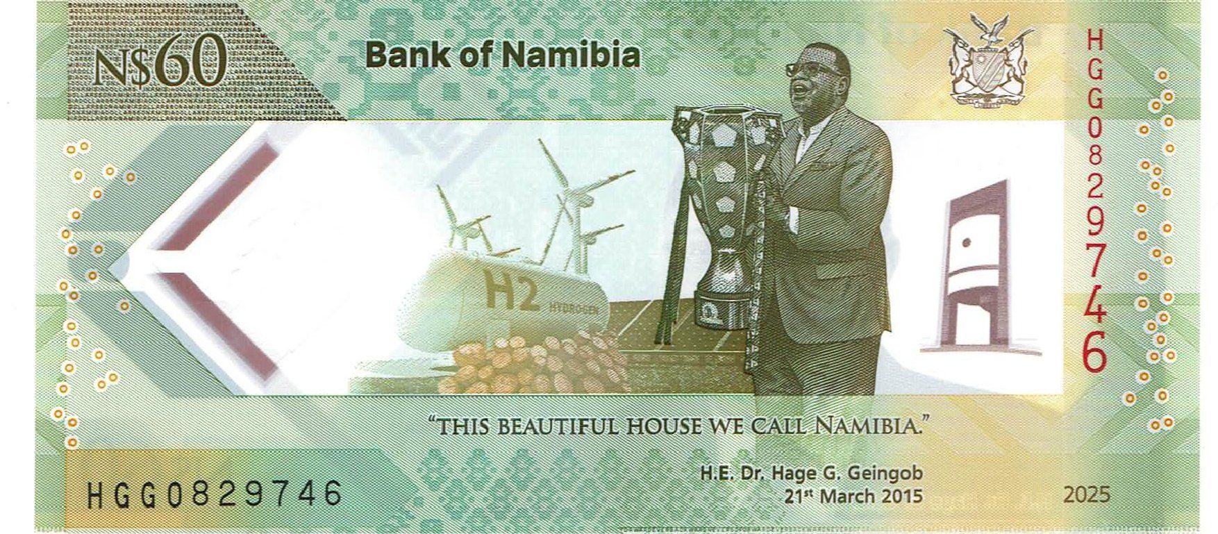 Billets de banque: Namibia 60 Dollars 2025 COMM. 60th Polymer UNZ – Neuf (Voir description) à Steffisburg par  1