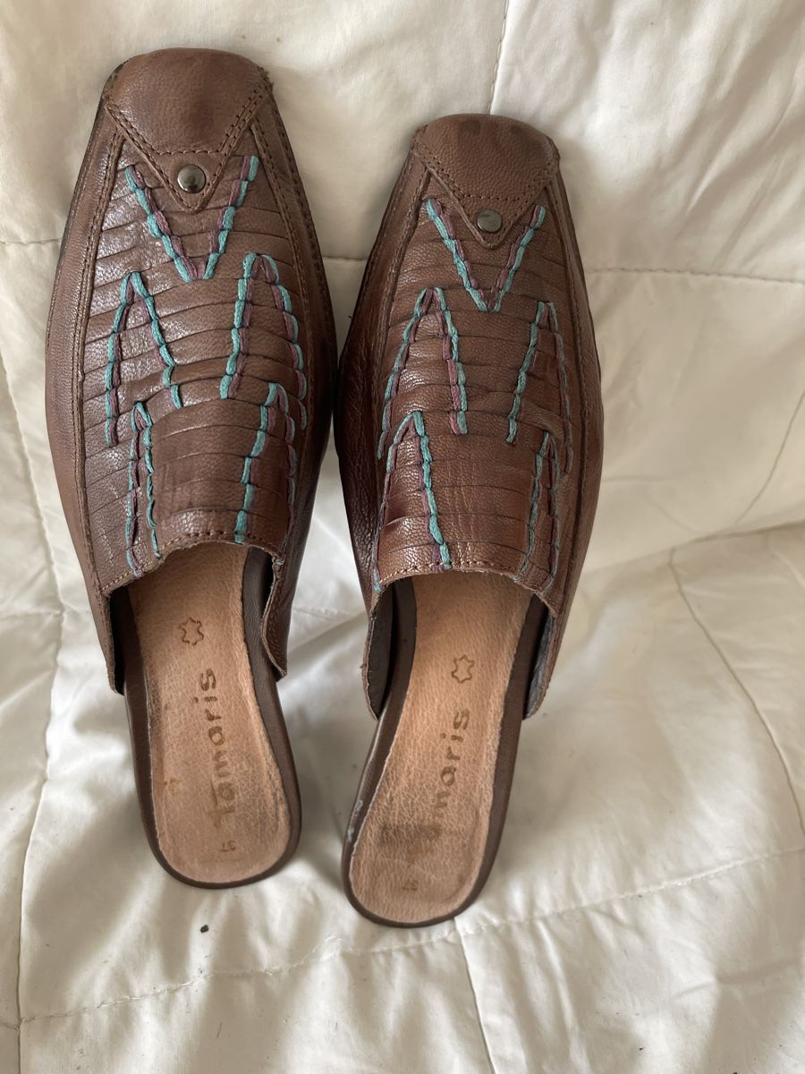 Damenschuhe: Tamaris Leder Clogs Gr. 37, braun, Schuhe Absatz – Neu (gemäss Beschreibung) aus Birr von Elines 5