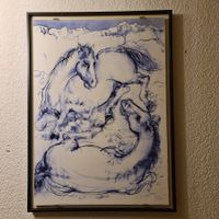 Rastendes Pferdepaar. Hans Erni / Keramikbild