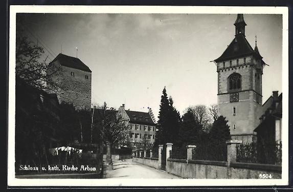 Cartoline postali: AK Arbon, Schloss und katholische Kirche – Usato da Berlin venduto da bartko-reher