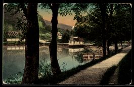 AK St. Fiden, Seeufer mit Pavillon und Baumallee