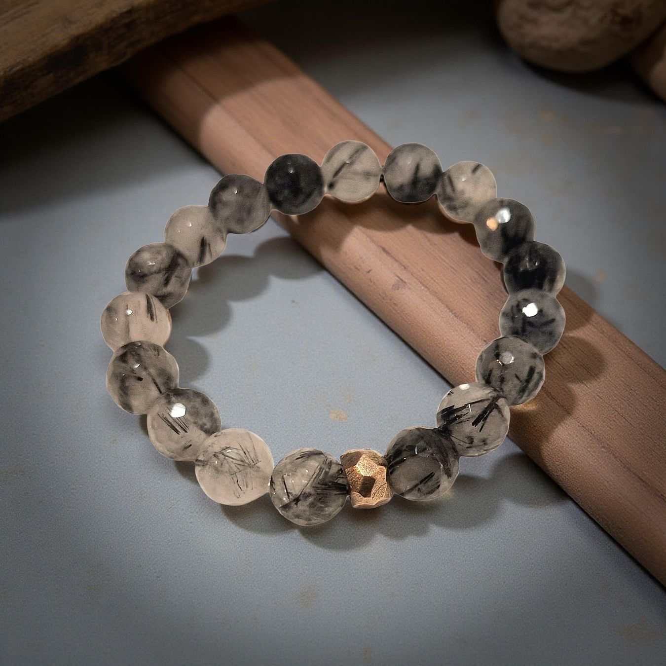 Bracciali & Braccialetti: Armband Rutilquarz & Bronze. 18cm. – Nuovo e nell'imballaggio originale da Aarau venduto da Schmuckhoehle_MD 6