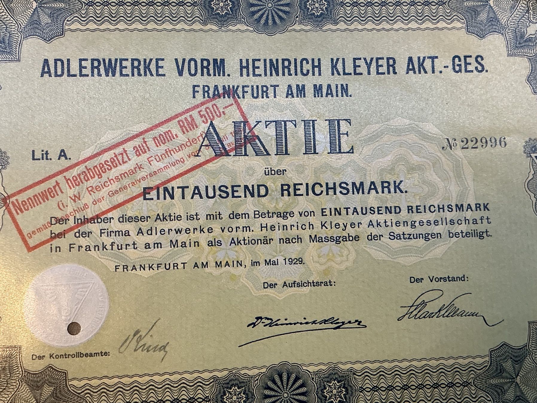 Documenti: Adlerwerke Aktien 1929 – Usato da Horw venduto da adler65 4