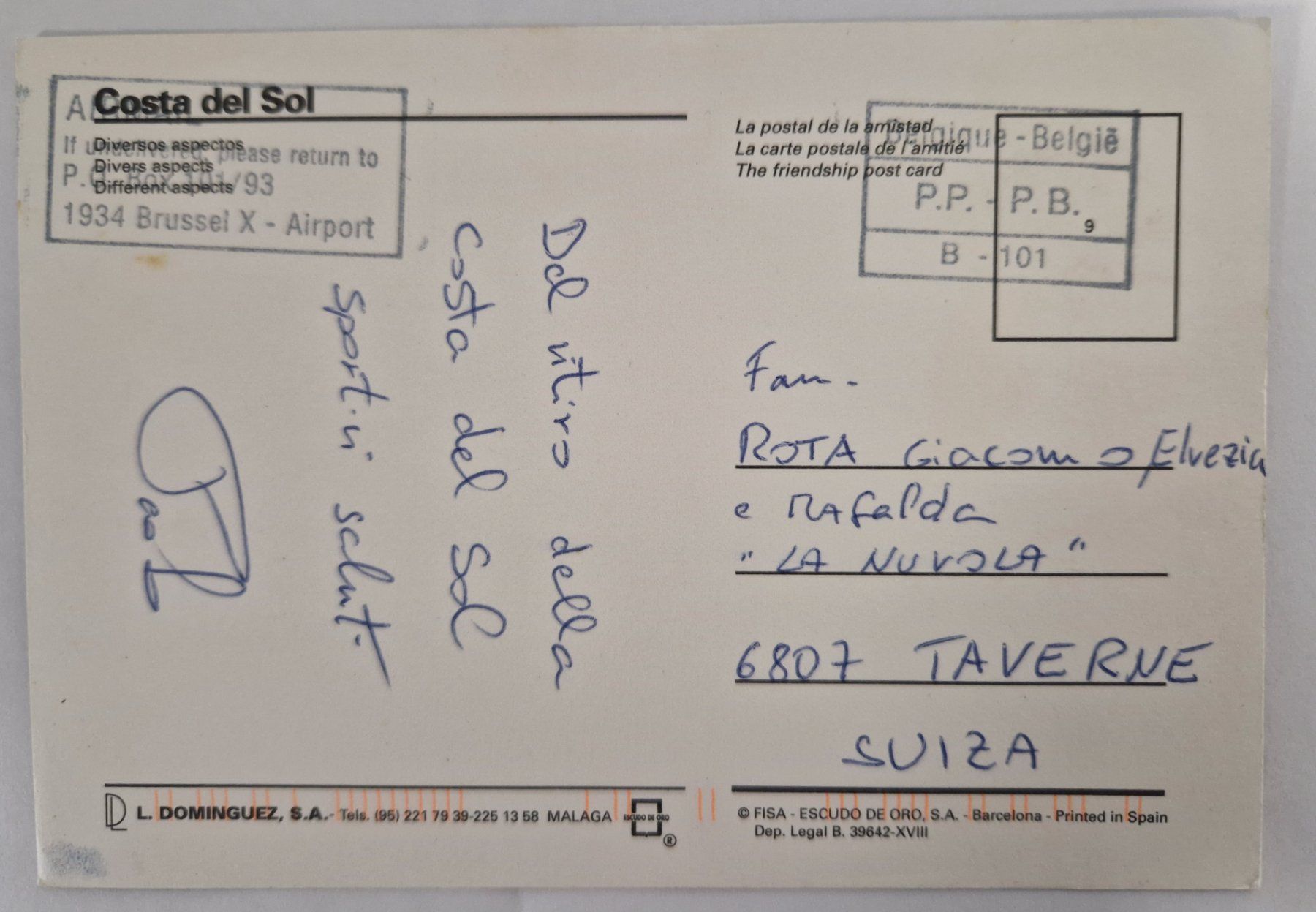 Cartoline postali: Costa del Sol, Spanien & Gibraltar 1993 – Usato da Melchnau venduto da Fishel 1