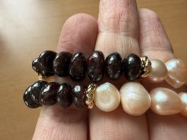 Neue Süßwasserperlenkette und Granat