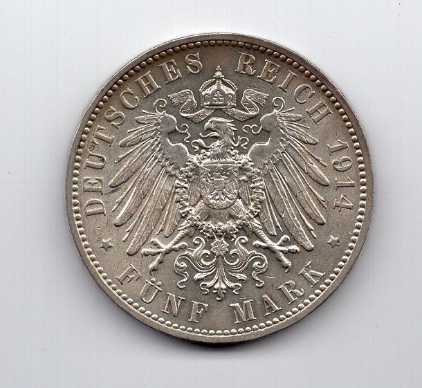 Tutti le monete: (1499) Sachsen, 5 Mark 1914, E, top stgl – Usato da Rüthi (Rheintal) venduto da erdnuessli1